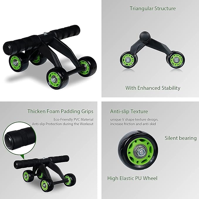 4 Wheel Abdominal Workout Equipment - Finefair