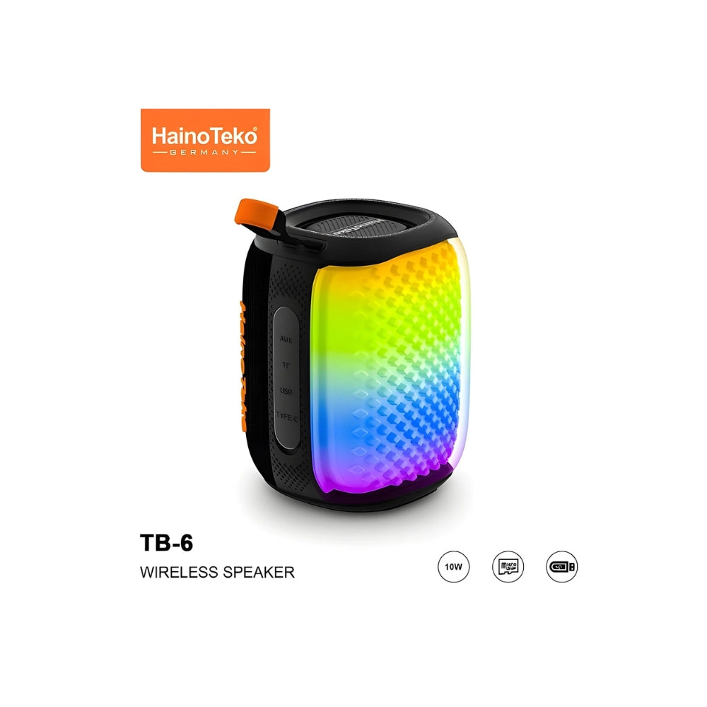 HainoTeko TB-6 Portable Wireless Bluetooth Speaker with RGB Lighting 10W