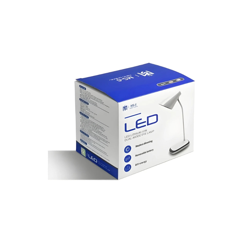 MS-6 LED Desk Lamp - Rechargeable with Stepless Dimming