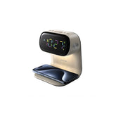 Green Lion Bedside Clock with Wireless Charger - Wood