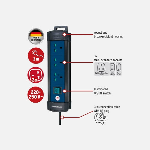 Brennenstuhl 3 Way Extension 3M