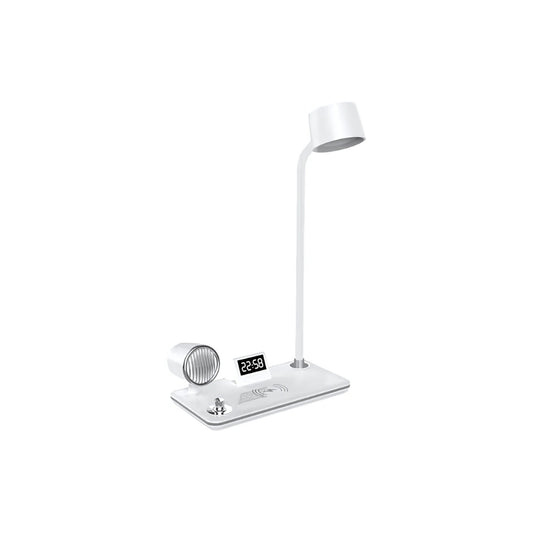 4-in-1 Smart Desk Lamp with Speaker, Clock & Wireless Charger