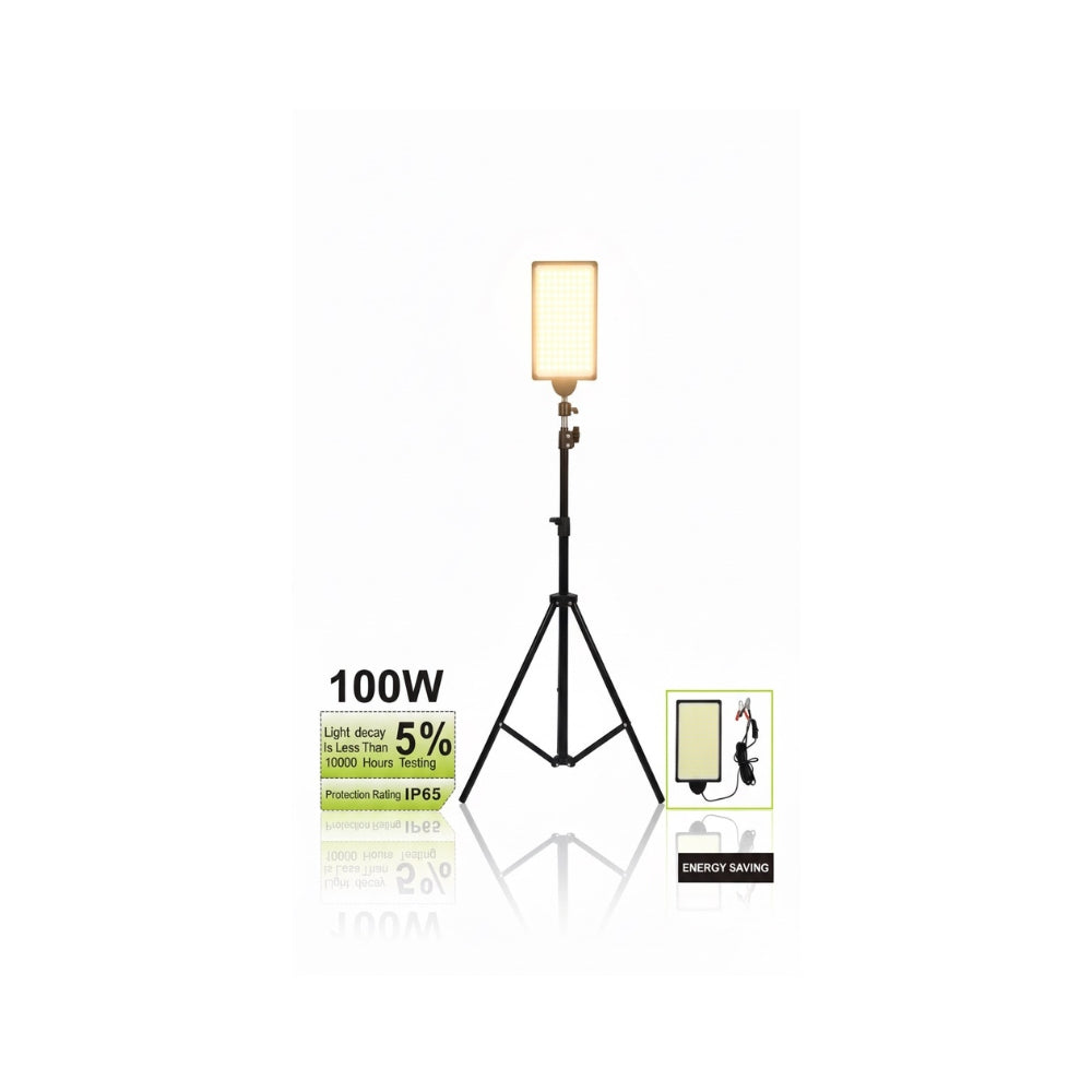 100W Camping LED Floodlight – Outdoor Tripod Stand, IP65 Waterproof
