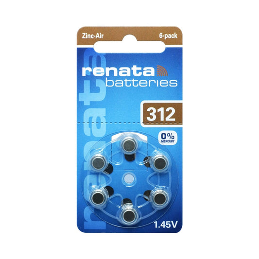 Renata Size 312 Zinc Air 1.45V Hearing Aid Battery