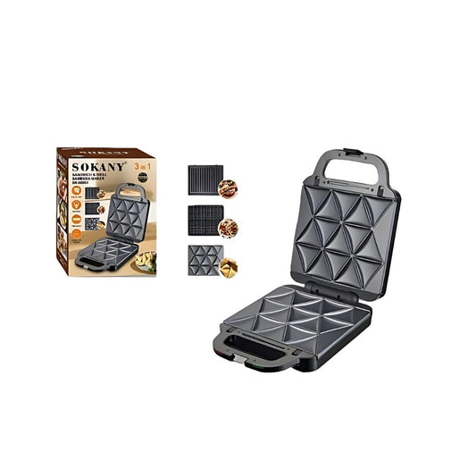 SOKANY 3-in-1 Sandwich, Grill & Samosa Maker with 180° Opening - SK-08064