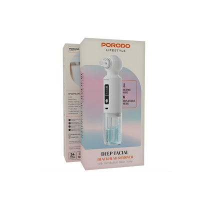 Porodo Lifestyle Deep Facial Blackhead Remover with Microbubble Water Spray - White