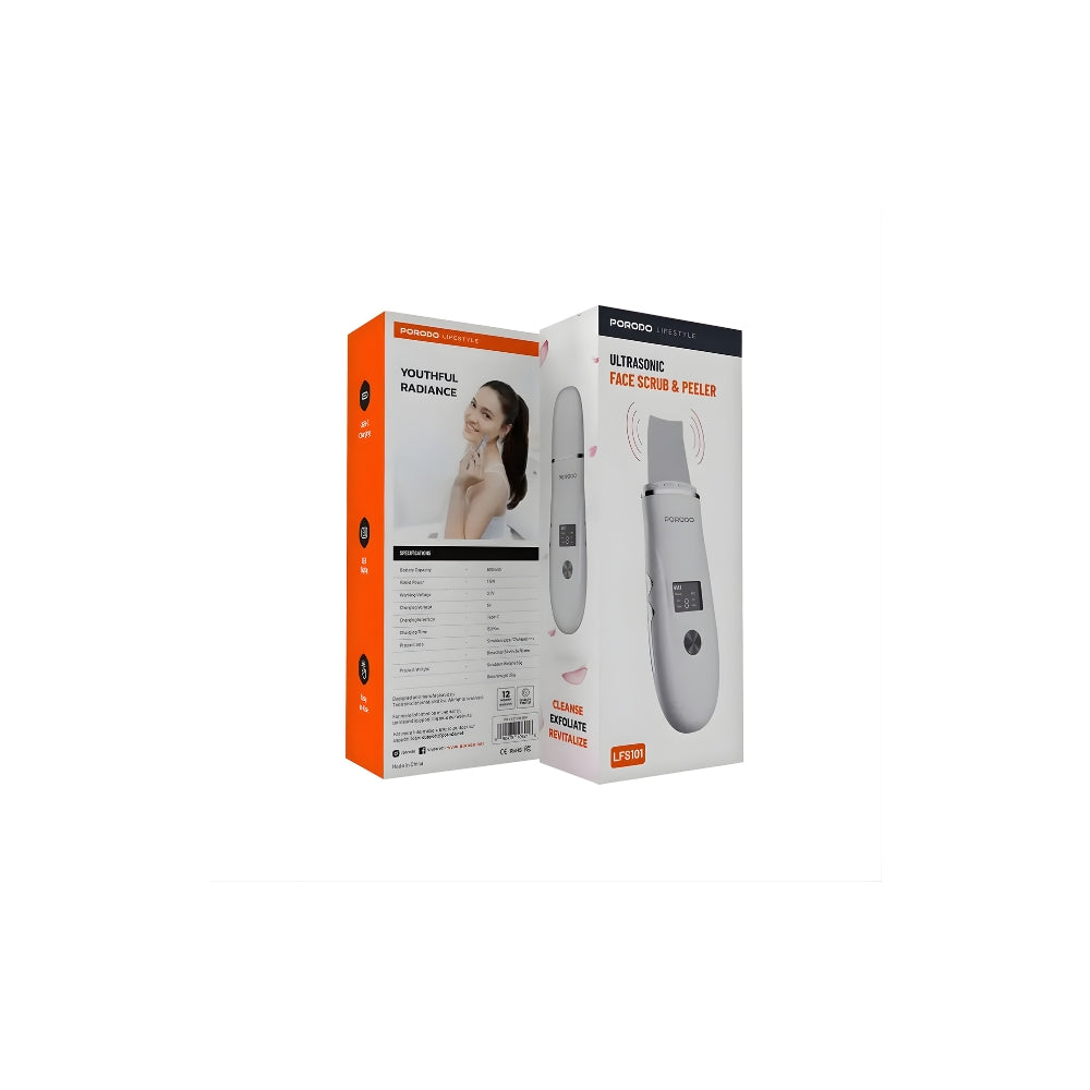 Porodo Lifestyle Ultrasonic Face Scrub & Peeler - White
