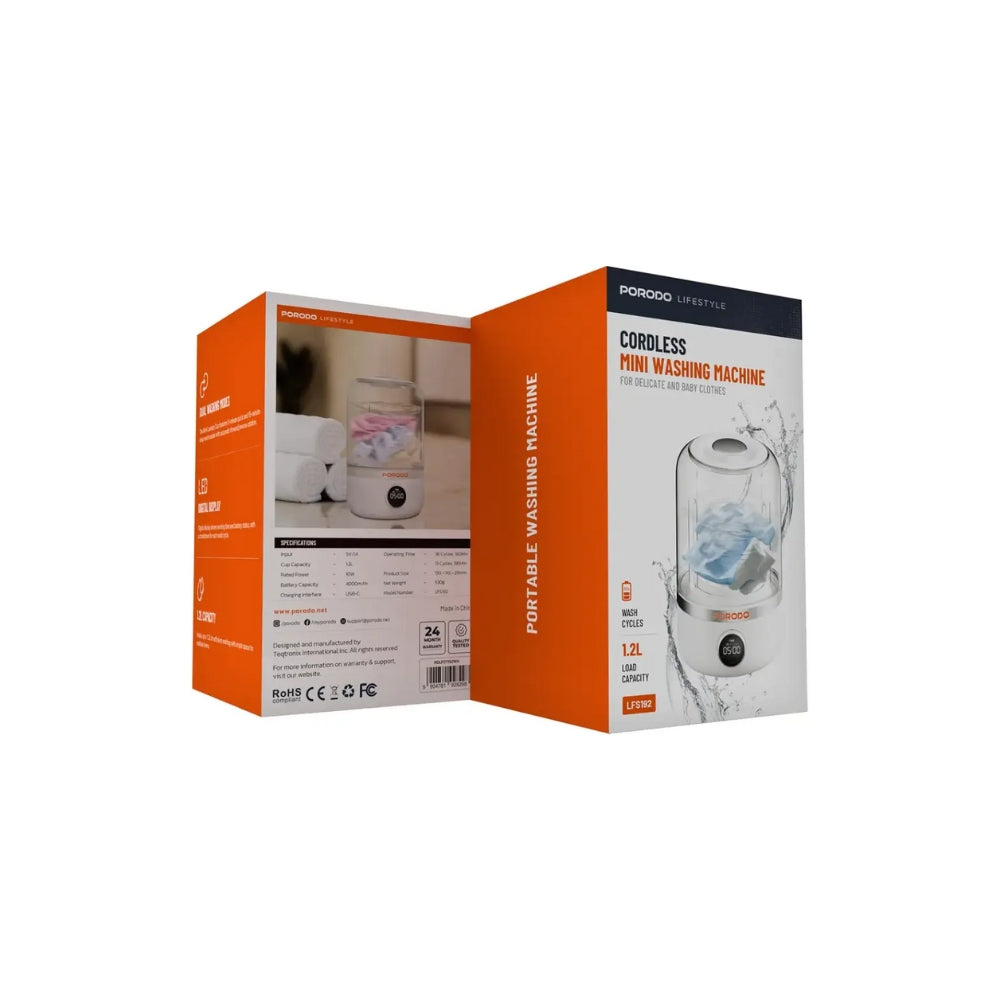 Porodo Cordless Mini Washing Machine 1.2L