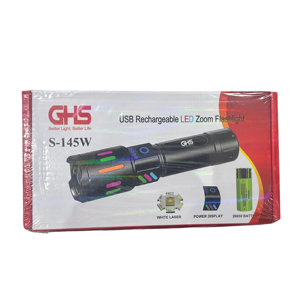 GHS S-145W USB Rechargeable LED Zoom Flashlight - Finefair