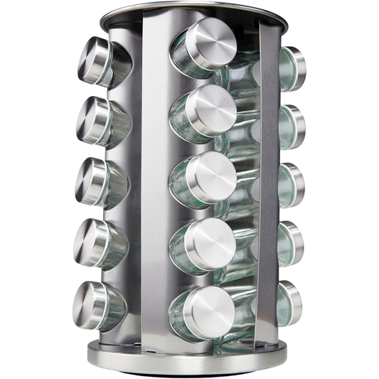 Rotating Spice Rack Set with 20 Spice Jars - Finefair